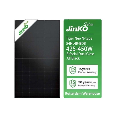 Солнечная панель Jinko JKM425-450N-54HL4R-BDB Все черный бифациальный модуль N-TYPE Монокристаллические 108 ячеек